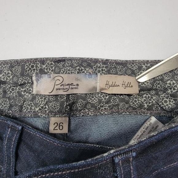 Paige Hidden Hills Straight Dark Wash Denim Blue Jeans Sz 26 - Picture 13 of 16